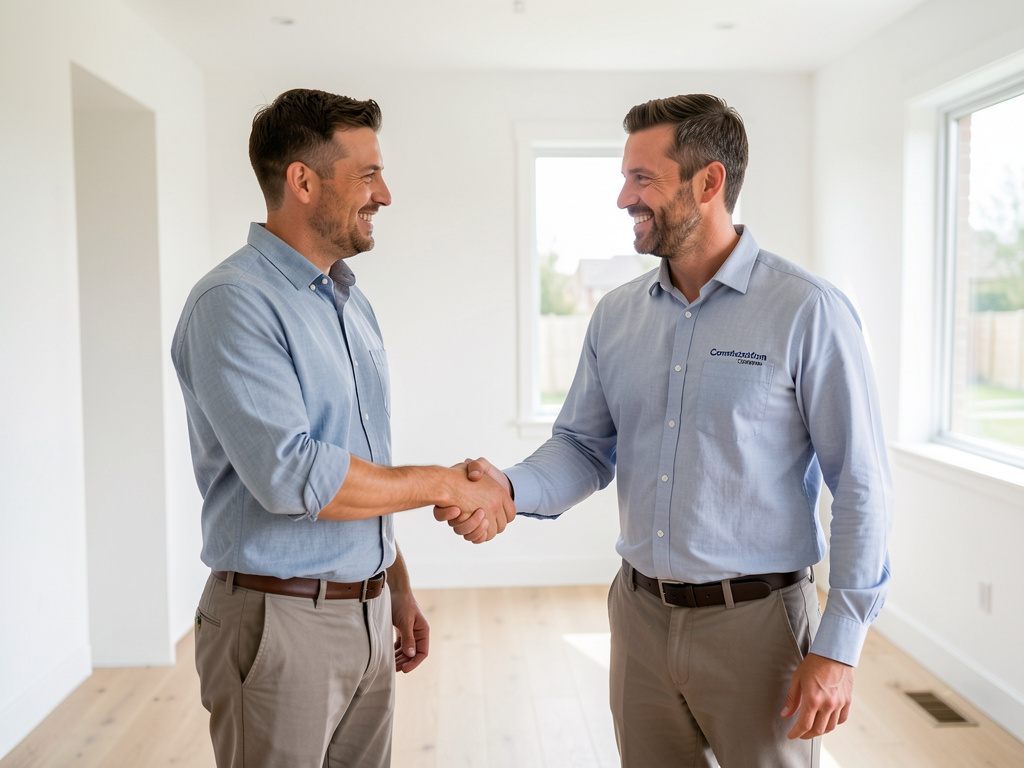 Persönliche Beratung und Handschlag zwischen Bauleiter und Kunde
